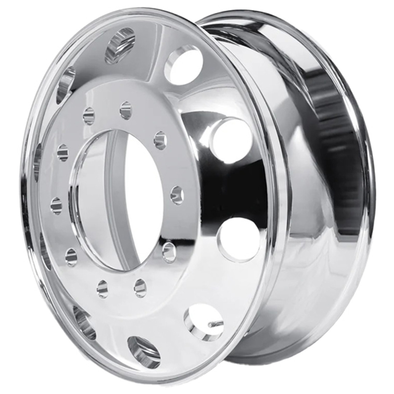 Polished aluminum truck wheel