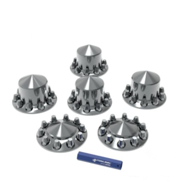 Chrome hub cover and axle cap set