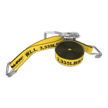 Yellow ratchet tie-down strap